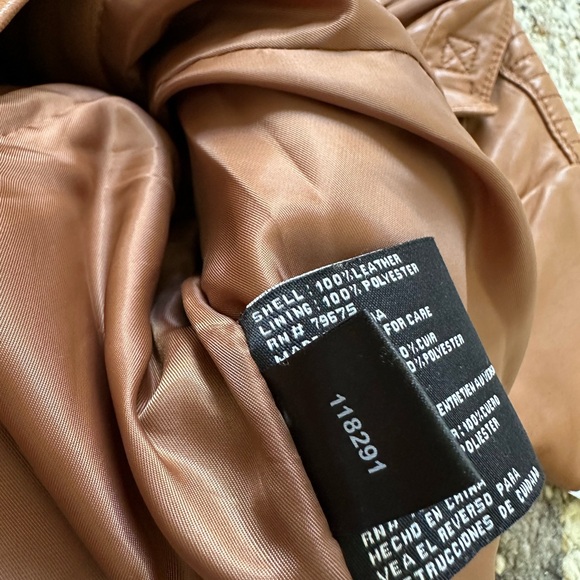 Michael Kors Tan Genuine Lambskin Leather Bomber Jacket - Picture 10 of 16